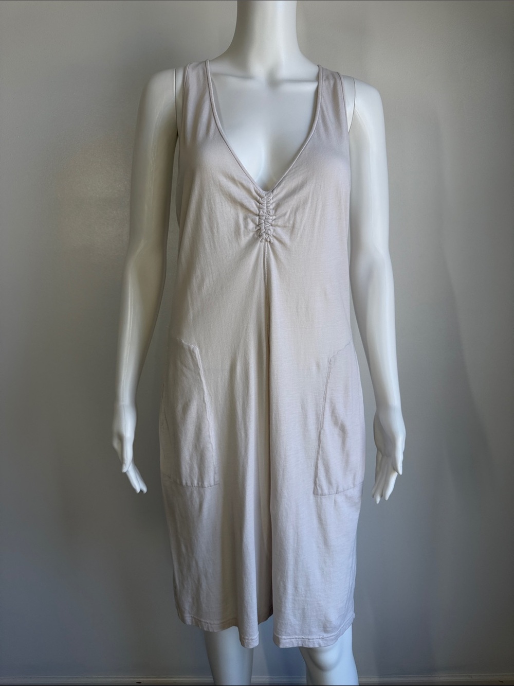 Raquel Allegra Ivory Cotton Gauze V-Neck Pocket Dress Size 1 Small